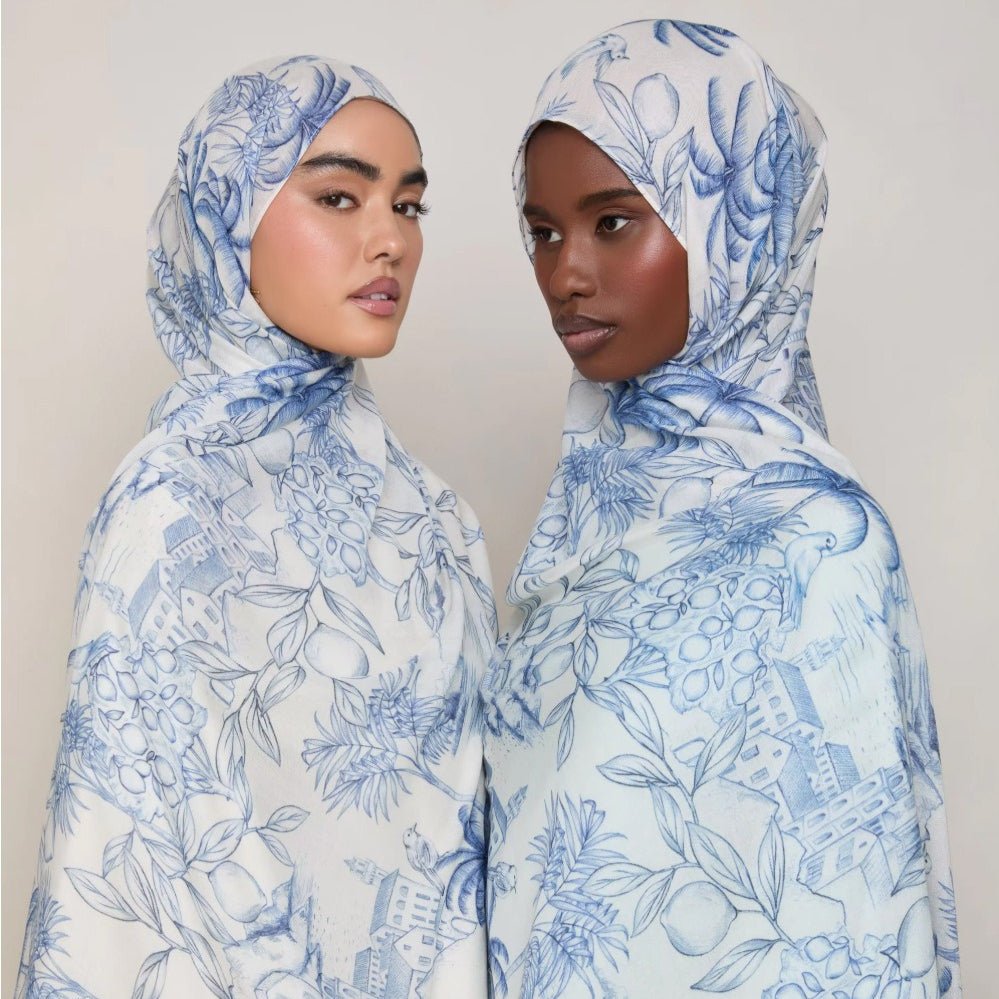 Soft, breathable watercolor print headscarf hijab from Mariam's Collection, versatile and stylish for everyday wear.