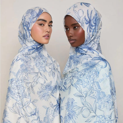 Soft, breathable watercolor print headscarf hijab from Mariam's Collection, versatile and stylish for everyday wear.
