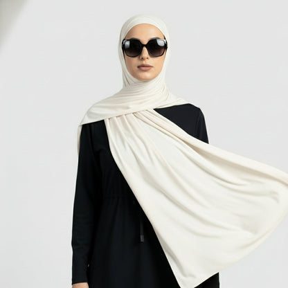 Jet black premium cooling non-slip sports hijab by Mariam's Collection, breathable and free-size for active wear and comfort.