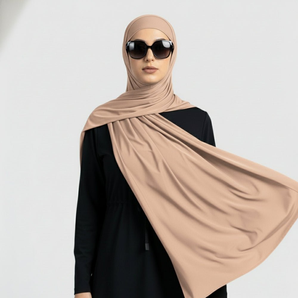 Premium cooling non-slip hijab by Mariam's Collection, breathable black sports hijab with comfortable fit and secure grip.
