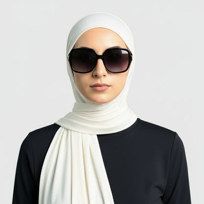 Jet black Mariam's Collection premium cooling non-slip sports hijab, breathable and lightweight for active wear.