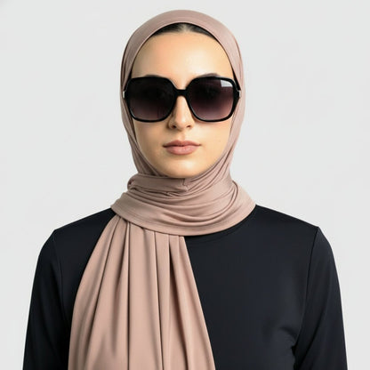 Jet black premium cooling non-slip hijab by Mariam's Collection, breathable sports hijab for active wear, free size.
