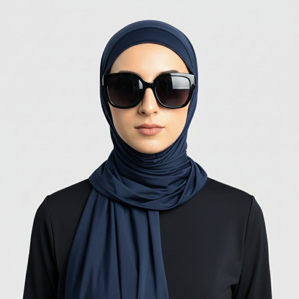 Black breathable sports hijab by Mariam's Collection, premium cooling non-slip hijab for comfortable active wear.