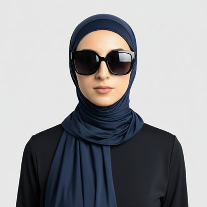 Black breathable sports hijab by Mariam's Collection, premium cooling non-slip hijab for comfortable active wear.
