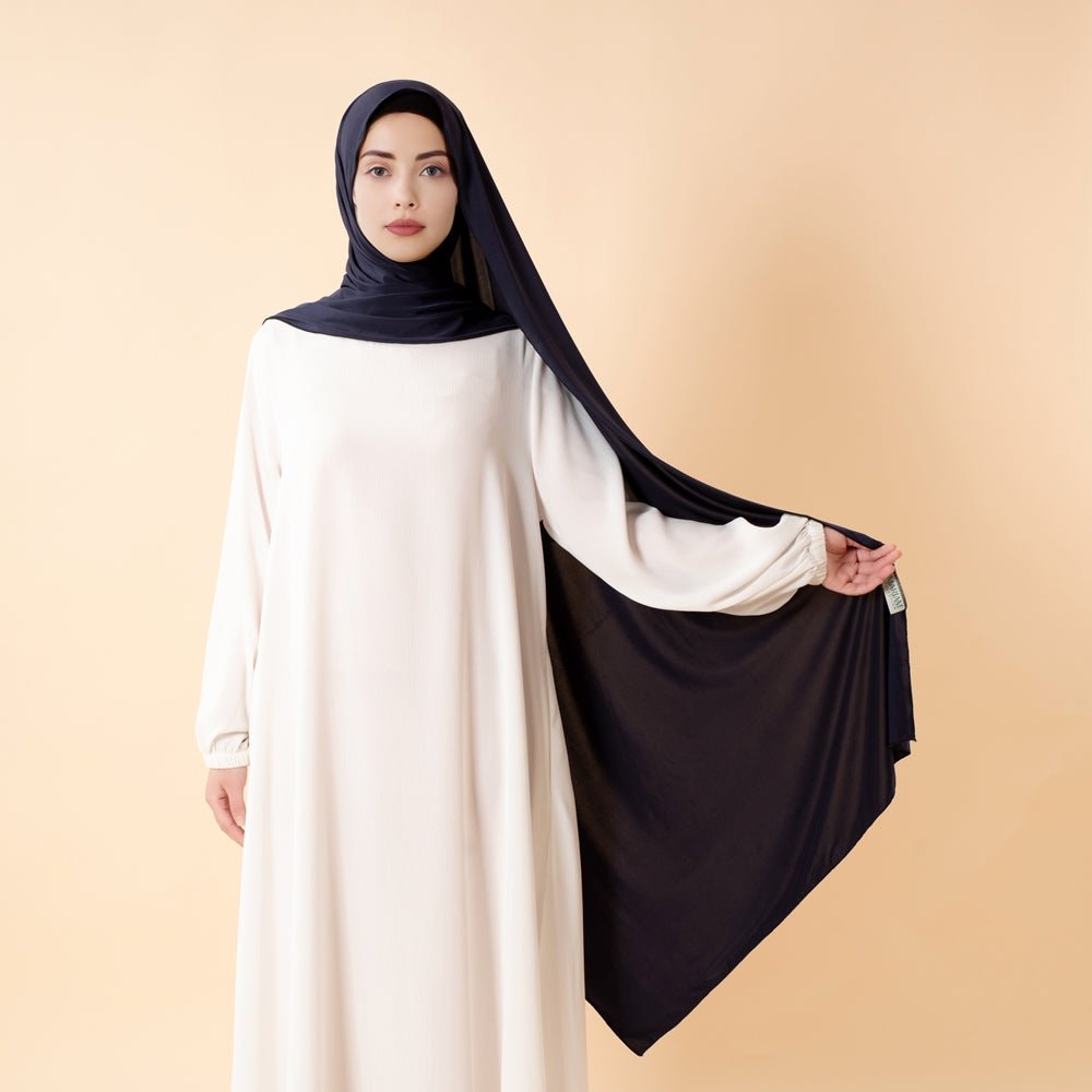 Jet black Mariam's Collection premium cooling non-slip hijab, breathable sports hijab, free-size, comfortable and stylish for active wear.