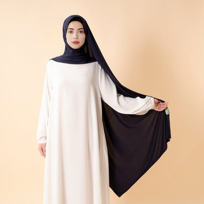 Jet black Mariam's Collection premium cooling non-slip hijab, breathable sports hijab, free-size, comfortable and stylish for active wear.