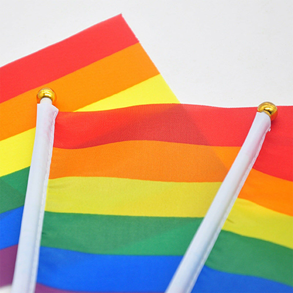 Set of 100 small rainbow pride flags by MAXCOOL, 14x21cm mini hand-waving flags for gay, lesbian, and LGBT celebrations