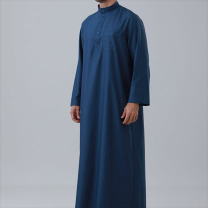 Men's Solid Color Thobe with Button Placket (MT036)
