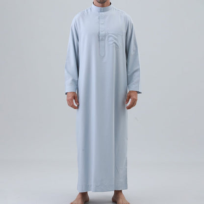 Men's Solid Color Thobe with Button Placket (MT036)