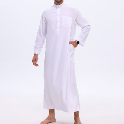 Men's Solid Color Thobe with Button Placket (MT036)