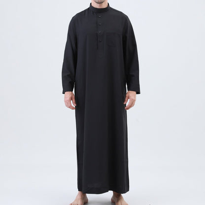 Men's Solid Color Thobe with Button Placket (MT036)