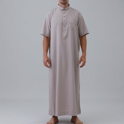 Men's Solid Color Thobe with Button Placket (MT038)