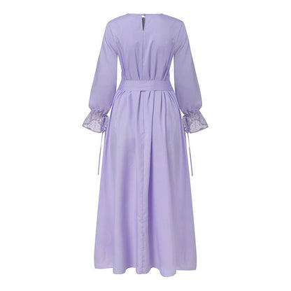 Mesh Panel Stretch Abaya with Belt (MA365)