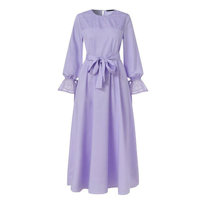 Mesh Panel Stretch Abaya with Belt (MA365)