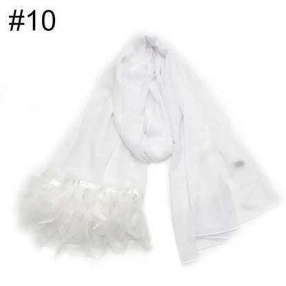 Chiffon Scarves Feather Scarf Hijab (MH039)