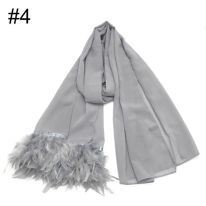 Chiffon Scarves Feather Scarf Hijab (MH039)