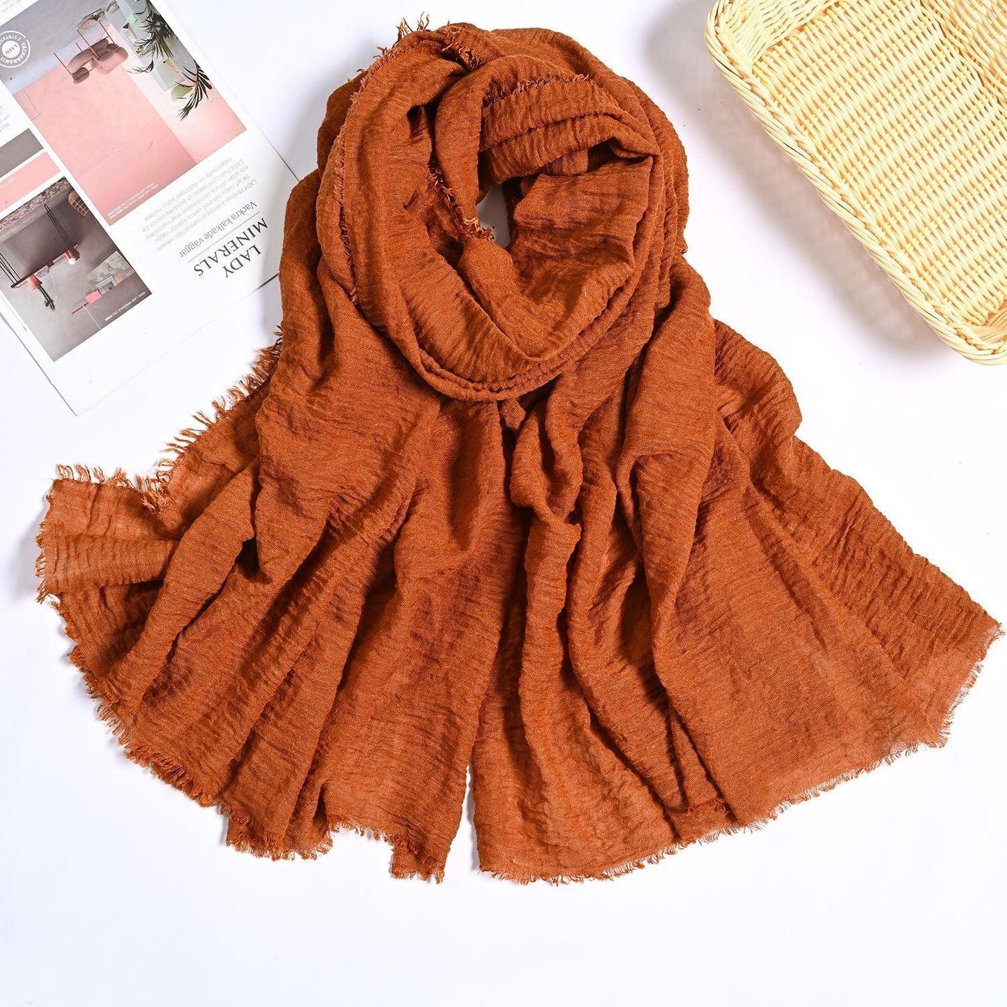 MH055 Encrypted Bubble Wrinkle Solid Color Hijab