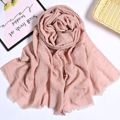 MH055 Encrypted Bubble Wrinkle Solid Color Hijab
