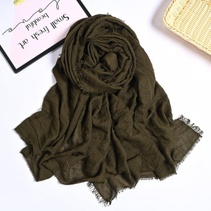 MH055 Encrypted Bubble Wrinkle Solid Color Hijab