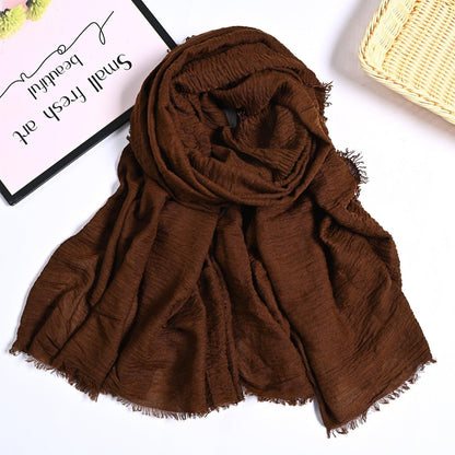 MH055 Encrypted Bubble Wrinkle Solid Color Hijab