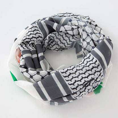 MH074 Keffiyeh Printed chiffon Hijab