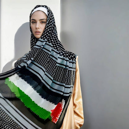 MH074 Keffiyeh Printed chiffon Hijab