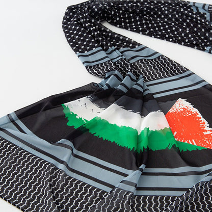 MH074 Keffiyeh Printed chiffon Hijab
