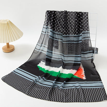 MH074 Keffiyeh Printed chiffon Hijab