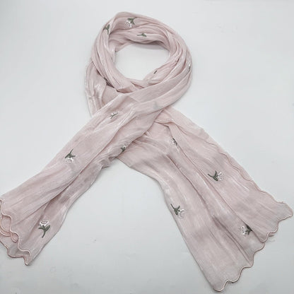 MH080 Breathable And Cool Crepe Embroidered Hijab