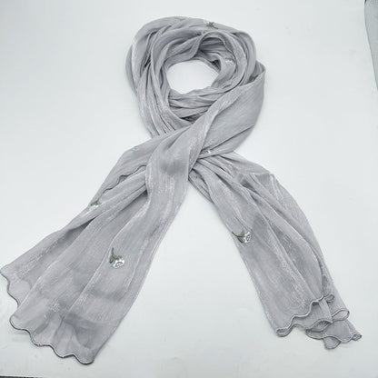 MH080 Breathable And Cool Crepe Embroidered Hijab