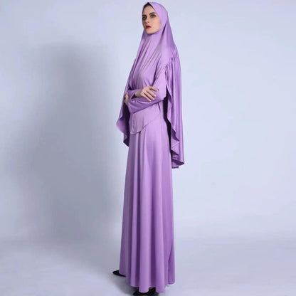 MJ002 Jersey Pleated Back Jilbab Set 2-Piece