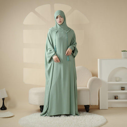 Solid Stylish Jilbab With A Hood | Crepe Jilbab With Attached Hood (MJ015)
