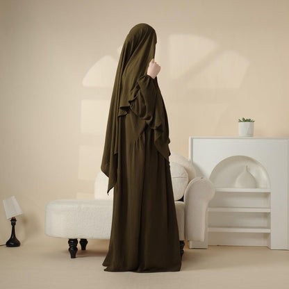 Elegant 2-Piece Crepe Abaya & Khimar Set (MK008)