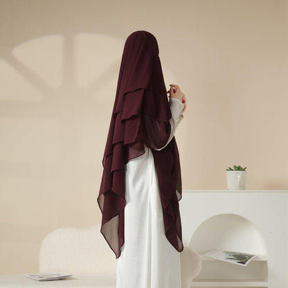 MK017 Scarf 3-Layer Long Khimar
