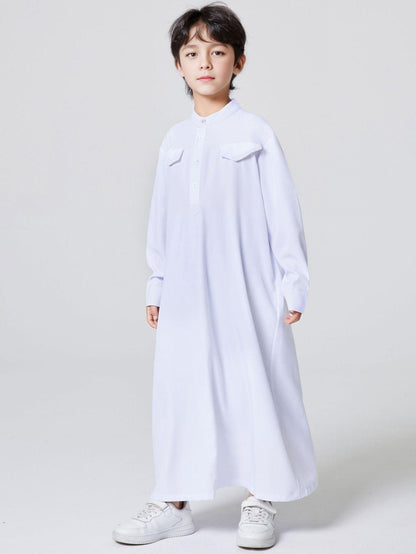 MKB001 MKB Boys' Patchwork Stand-up Collar Button Thobe