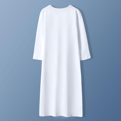MKB009 Kids Round Neck Simple White Thobe