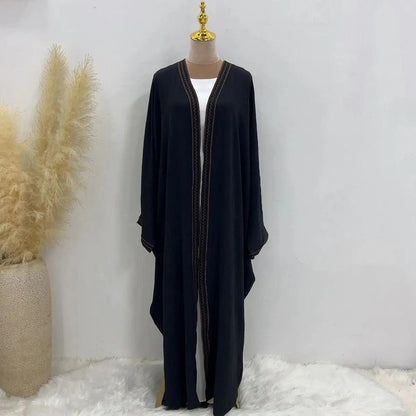 Batwing Sleeve Embroidered Open Abaya (MOA015)