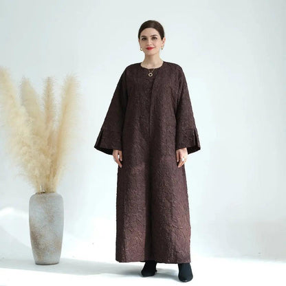 Winter Jacquard Pocket Abaya(MOA025)