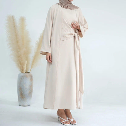 Solid Color Pearl Splice Abaya (MOA031)