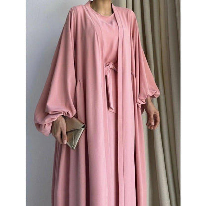 Loose Lantern Sleeve Abaya 3-Piece Set(MOA050)