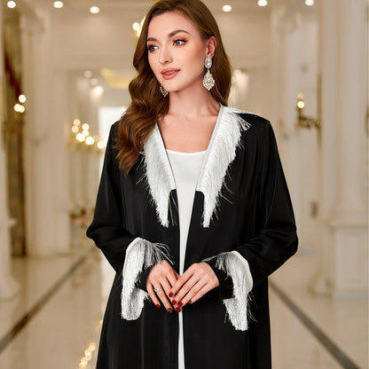 Tassel Embroidered Open Abaya (MOA066)