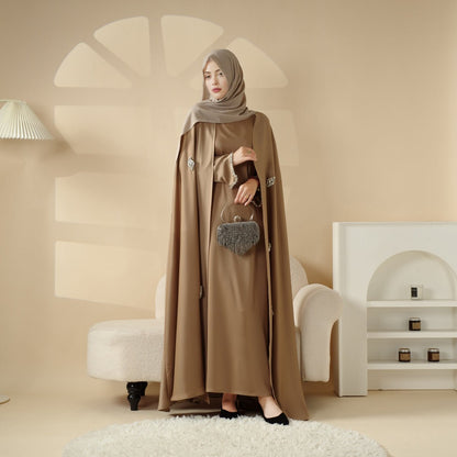 Cape Abaya, Haute Couture Heavy Rhinestone Abaya (MOA067)