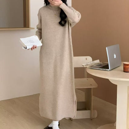 Mock Neck Ribbed Knit Maxi Dress(MS158)
