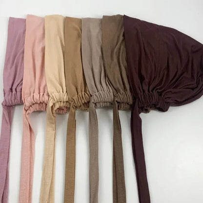 Stretch Cotton Tie-Back Under Cap | Adjustable Hijab Bonnet(MH200)