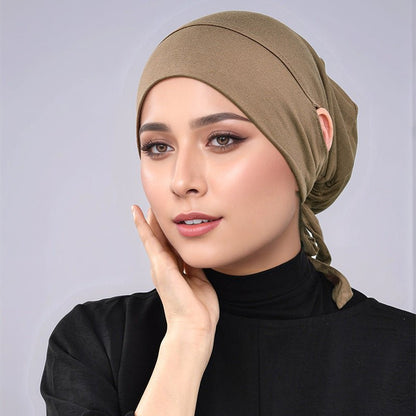 Mercerized Cotton Tie-Back Under Cap with Ear Openings(MH204)
