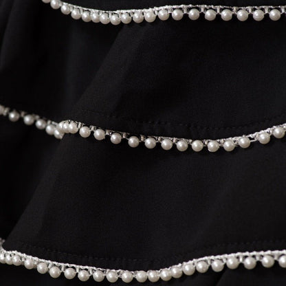 Modest Cardigan Black Robe Beaded Cuff Abaya with Layered Sleeves Elegant Design(MOA136)