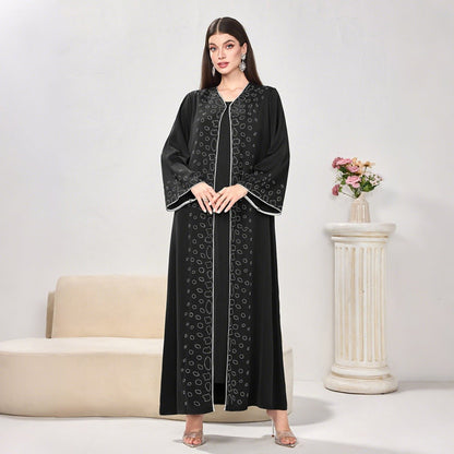 Modest Casual Black Diamond Embellished Loose Dress Abaya (MOA207)