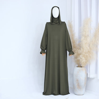 Modest Casual Hooded Abaya Collection | Tone Robes with Bubble Sleeves (MJ021)