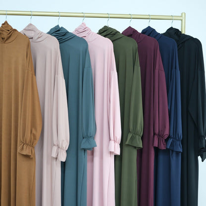 Modest Casual Hooded Abaya Collection | Tone Robes with Bubble Sleeves (MJ021)