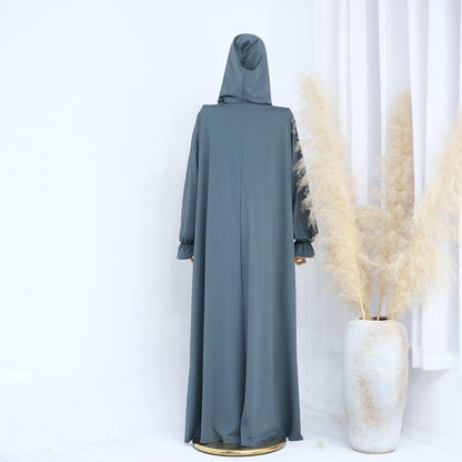 Modest Casual Hooded Abaya Collection | Tone Robes with Bubble Sleeves (MJ021)